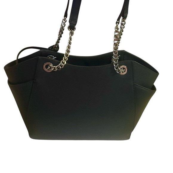 Michael Kors Jet Set Travel Large Saffiano Leather Chain Shoulder Tote Dark Navy - Picture 6 of 11